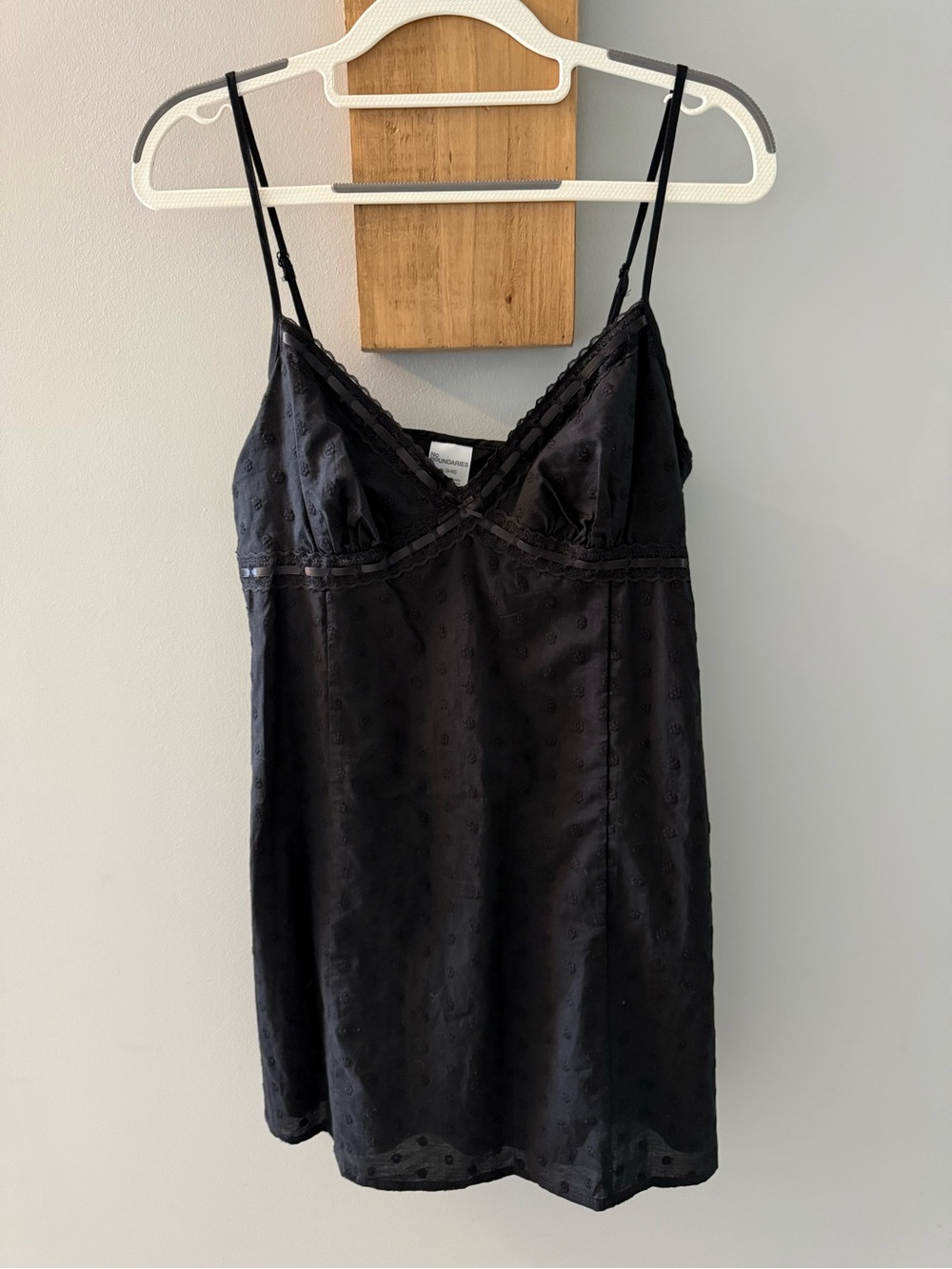 No Boundaries Black Lace-Trim Slip Chemise, Size 8, NWTs